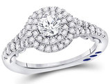 2/3 Carat (ctw G-H, I1-I2) Diamond Engagement Step Halo Ring in 14K White Gold